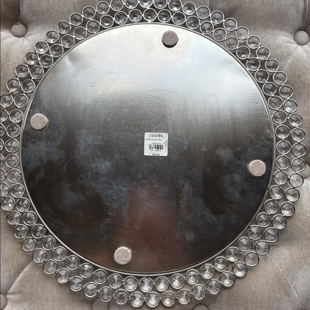 Z Gallerie Silver Mirror tray with Crystal Border